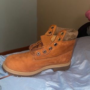 Orange-ish timberland boots